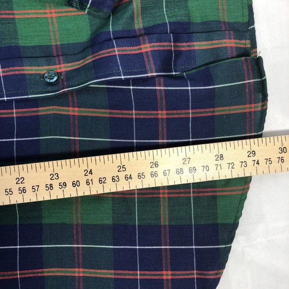 VINTAGE DEERFIELD SHIRT MENS SIZE 20 PLAID BUTTON DOWN GREEN USA MADE LONG SLEEV - Picture 12 of 12